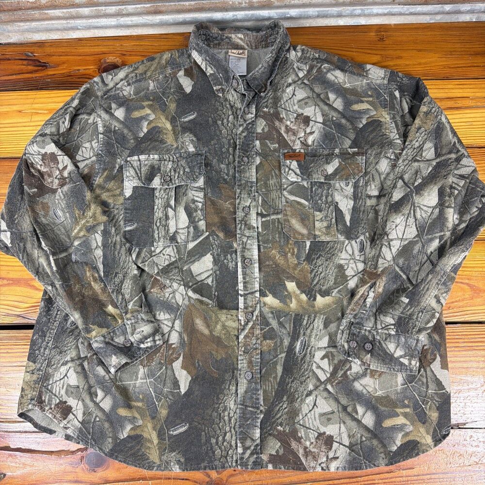 Woolrich Camouflage Shirt 3XL Long Sleeve Real Tree Hardwoods Outdoor--Tiny Flaw